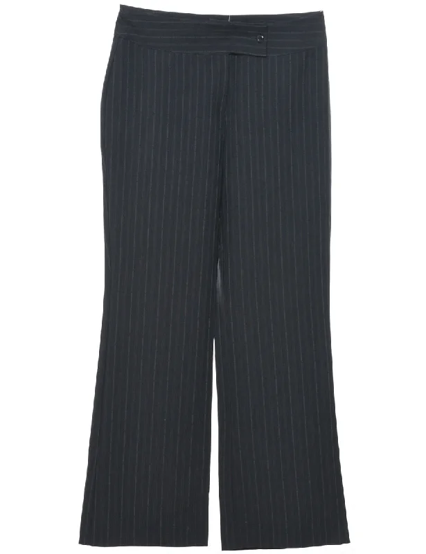 Dark Grey Low Rise Striped Trousers - W32 L32