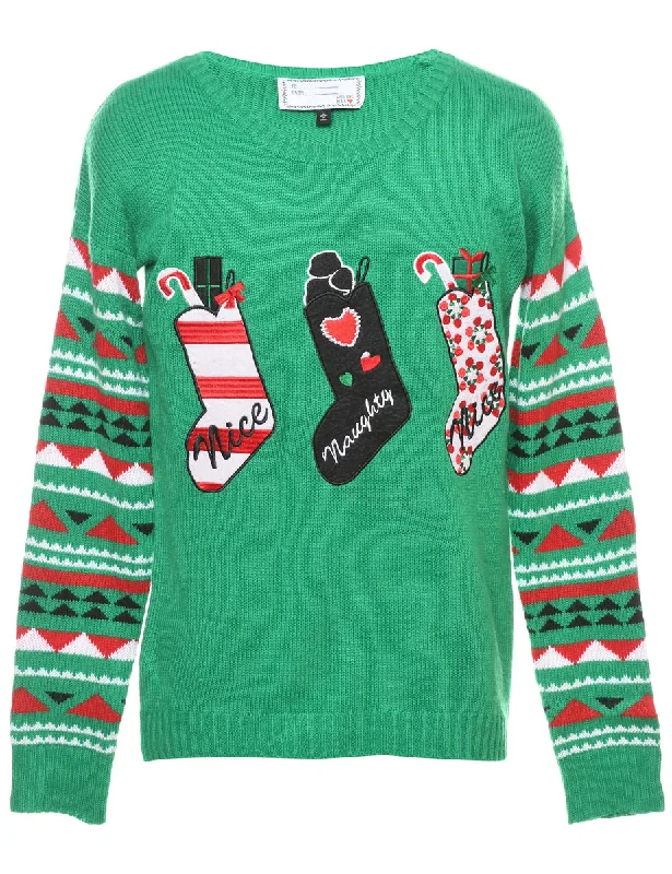 Festive Print Christmas Jumper - L