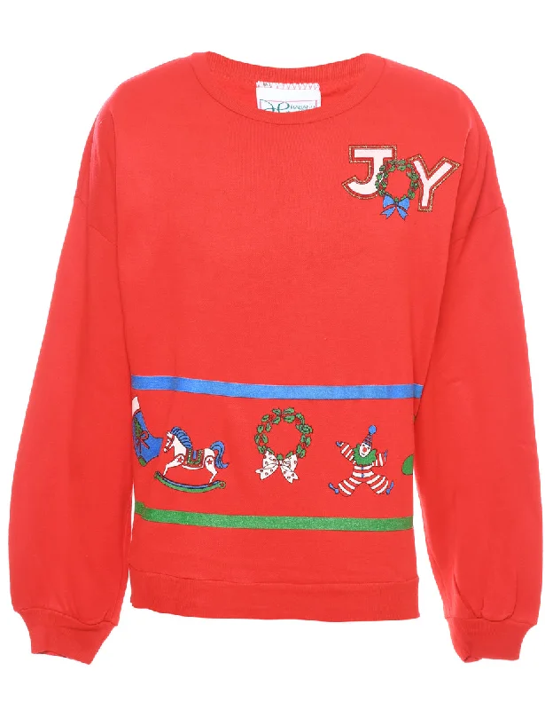 Festive Print Christmas Sweatshirt - M