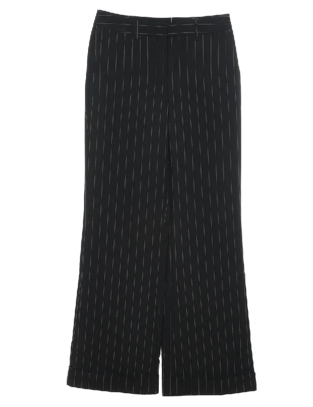 Pinstriped Black Classic Trousers - W27 L32