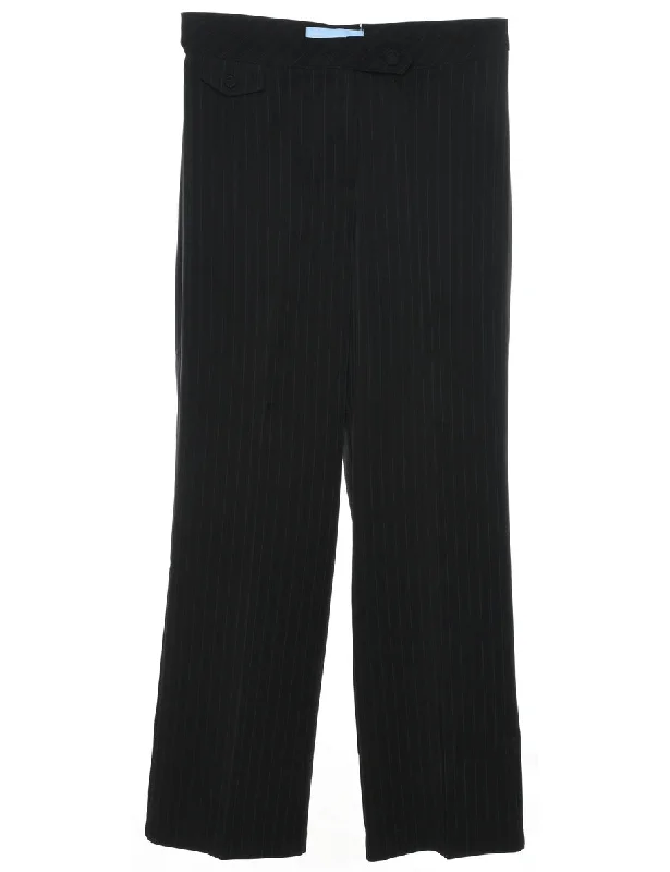 Pinstriped Black Classic Trousers - W32 L31