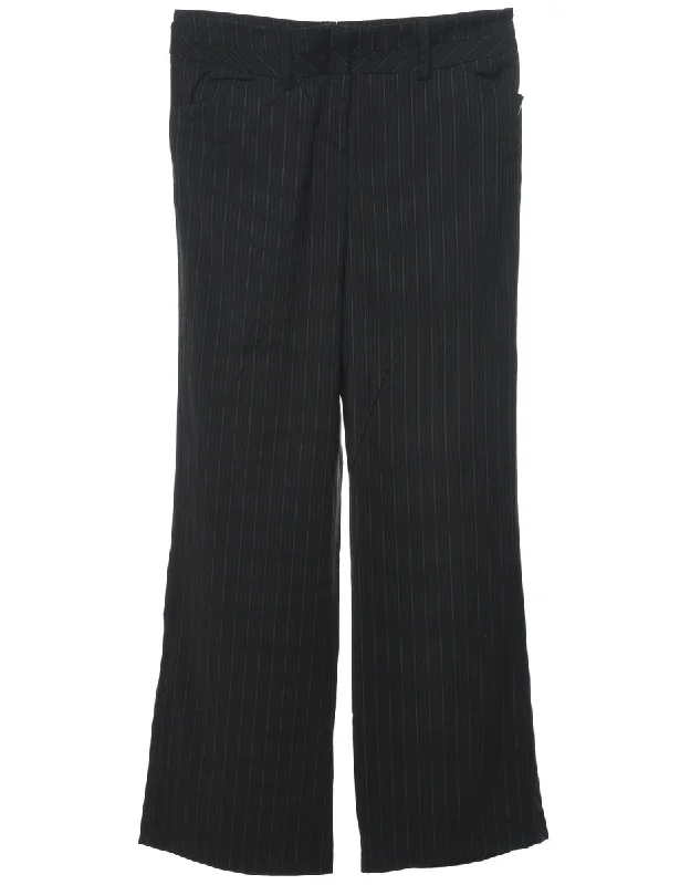 Pinstriped Black Classic Trousers - W32 L32