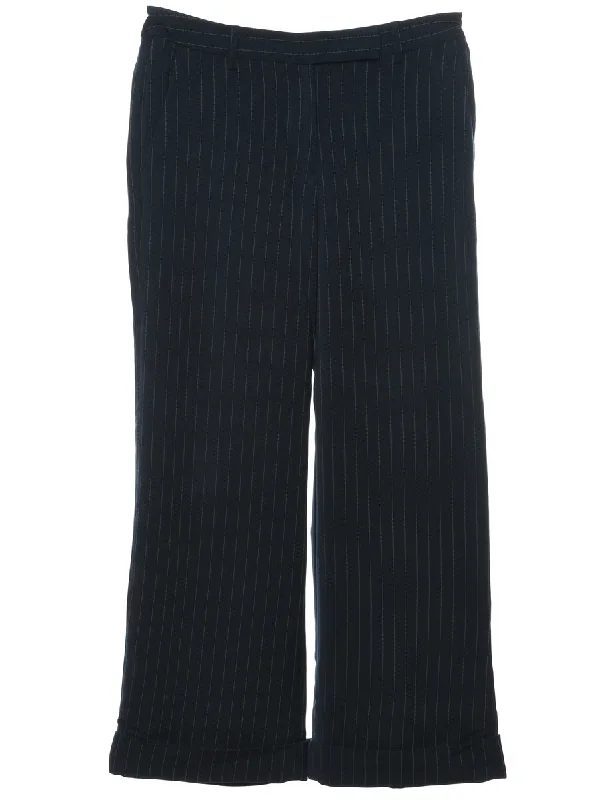 Pinstripes Navy Trousers - W30 L29