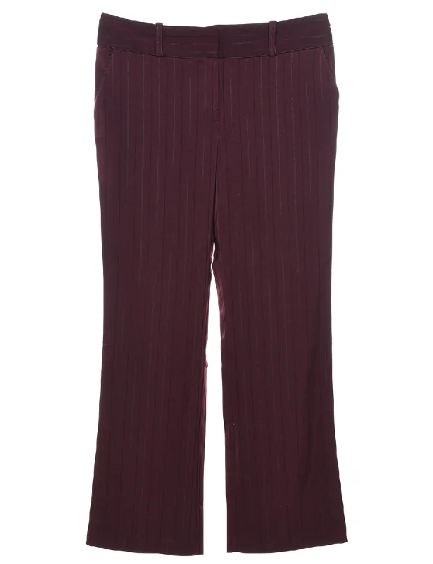 Pinstripes Plum Trousers - W34 L32