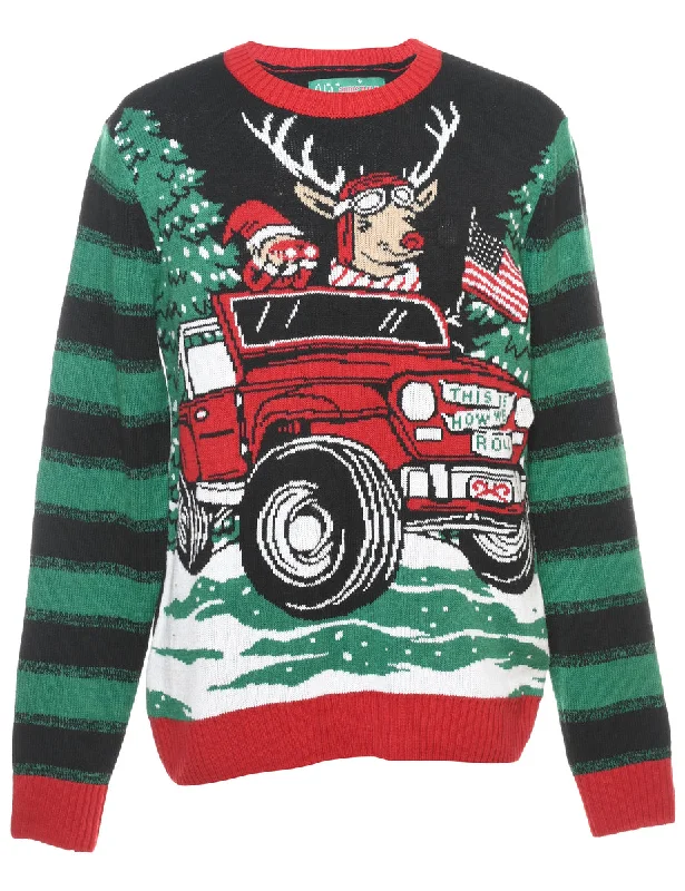 Santa Claus & Reindeer Christmas Jumper - S