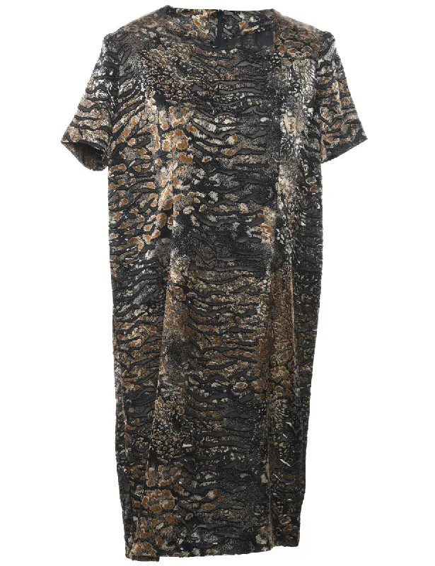 Snakeskin Finish Shift Dress - L