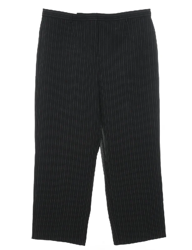 Striped Black Trousers - W35 L27