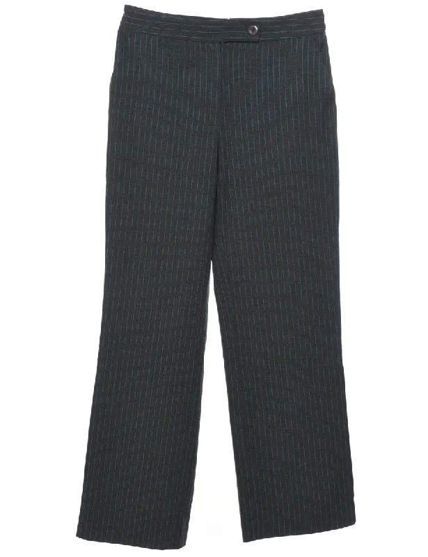 Striped Pattern Dark Grey Trousers - W30 L32