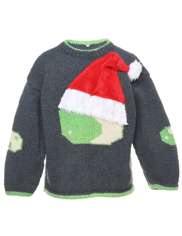 Wool Santa Claus Christmas Jumper - M