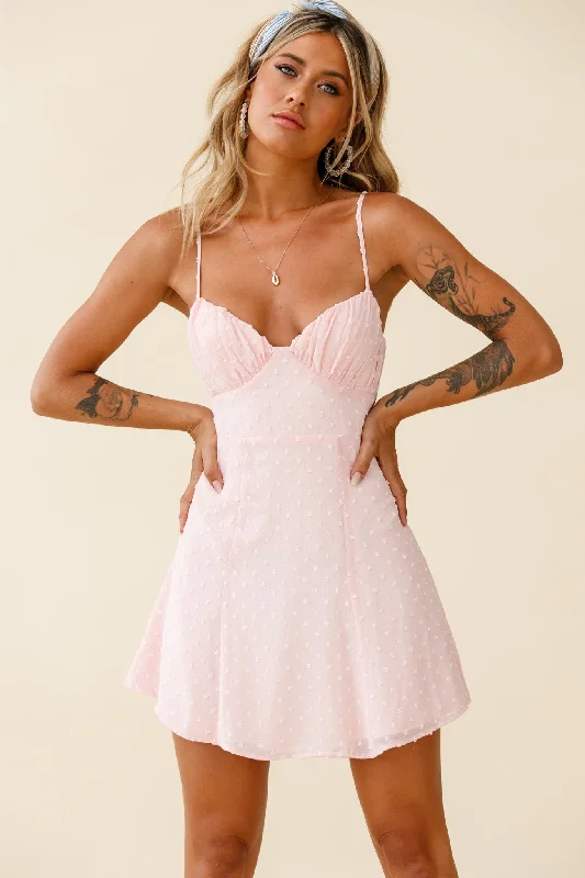 Good Morning Angel Ruched Bust A-Line Dress Pink