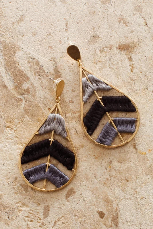 Pippa Woven Chevron Earrings Gold