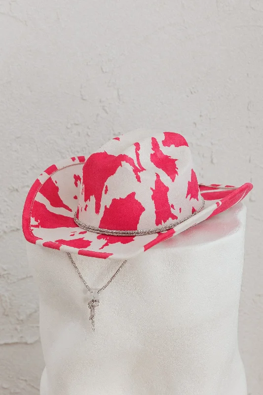 Tucson Cowboy Hat Cow Print Pink