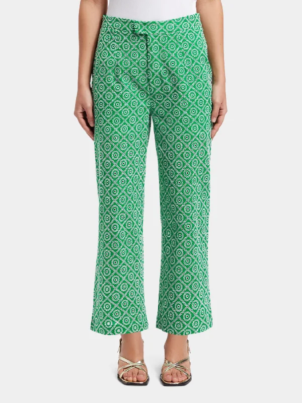 Broderie straight-leg pants