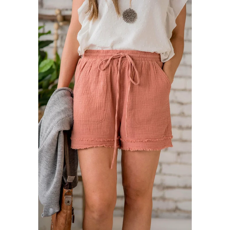 Gauze Dual Fringe Shorts