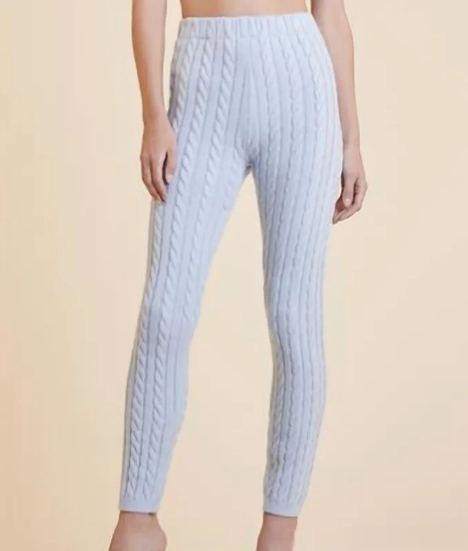 Lynsie Cashmere Knit Pant In Light Blue