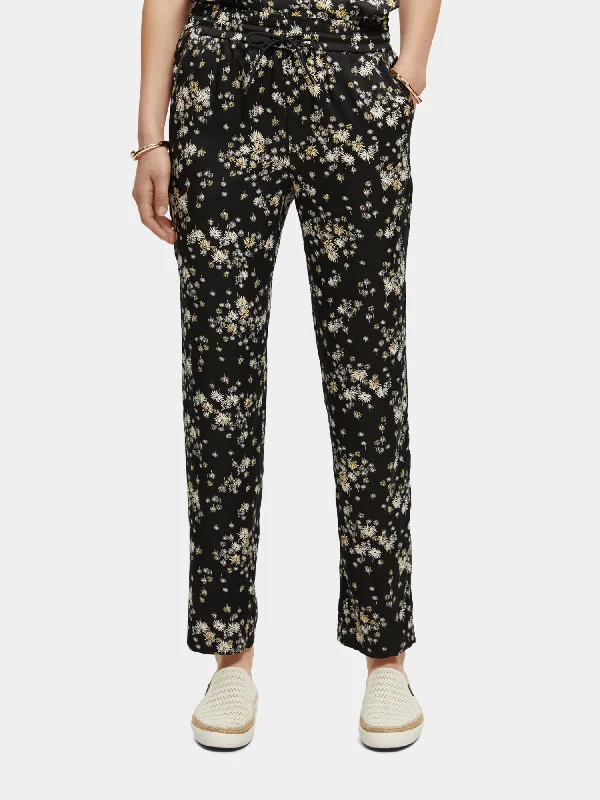 Nina mid-rise tapered printed silky pants