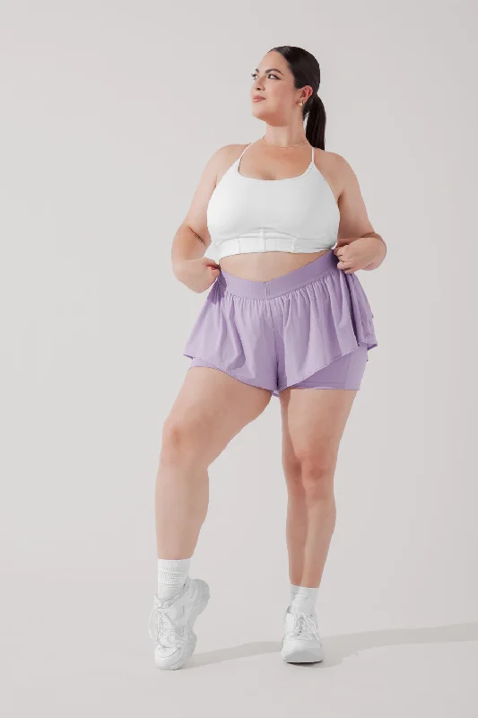 On the Run Ruffle Short - Lilac