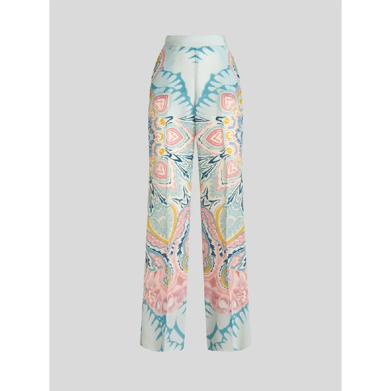 Printed Silk Palazzo Trousers