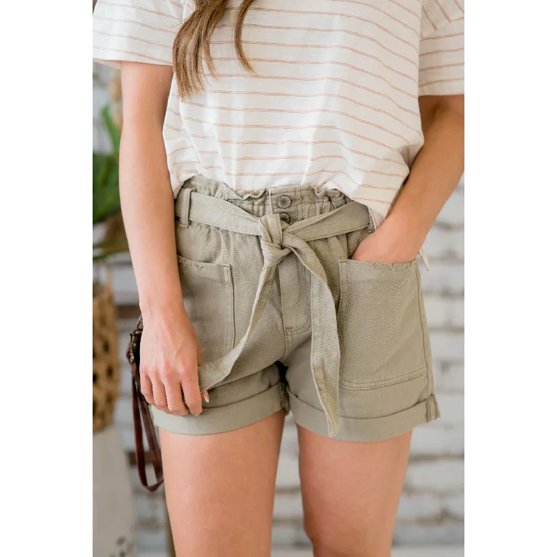 Distressed Pocket Paper Bag Shorts