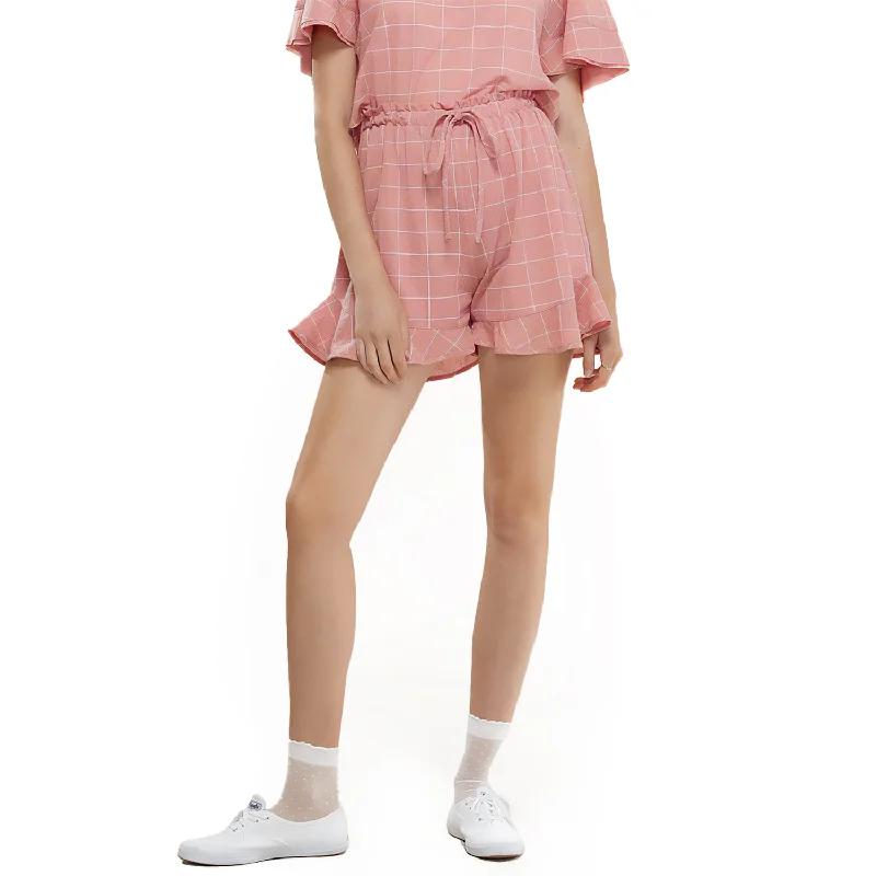 Women's Ruffled Hem High-waist Shorts In Pink